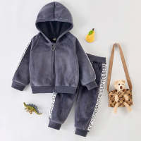 Toddler Boys Casual Letter Top & Pants Suit  Gray