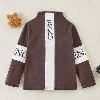 Toddler Boy Letter Print Decoration Casual Long sleeve T-Shirt  Brown