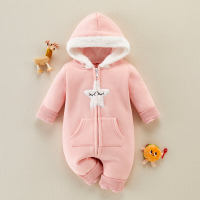 Baby Cute Furry Star Moon Printed Hooded Jumpsuit  Style 3