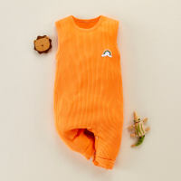 Baby's Rainbow Print Sleeveless Romper  Orange