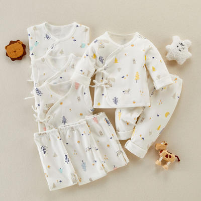 Top e calças de manga comprida com estampa floral de urso para bebê