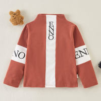 Toddler Boy Letter Print Decoration Casual Long sleeve T-Shirt  Coral