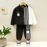 Toddler Boy Stripes Color-block Coat & Pants  Black