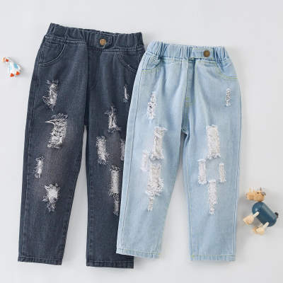 Toddler Boy Solid Color Ripped Jeans