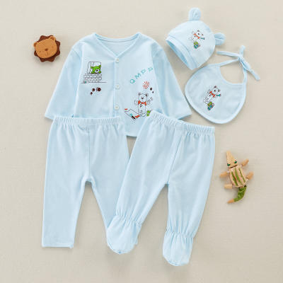 Baby Animal Bear Print Five-piece Cotton Underwear Clothes Newborn Kit