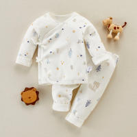 Baby Floral Bear Printed Long Sleeve Top & Pants  Blue