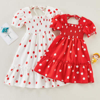 Toddler Girl Puff Sleeve Polka Dot Dress
