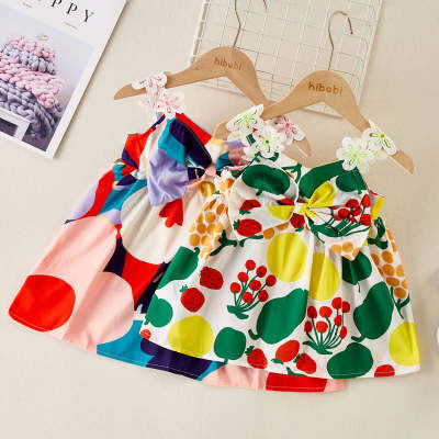 Baby Girl Bowknot Decor Floral Cami Dress