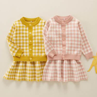Toddler Girl Plaid Print Knit Cami Dress & Cardigan