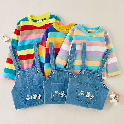Toddler Girl Stripes Long Sleeve T-shirt & Overalls