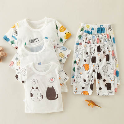 Conjuntos de pijamas con patrón de dibujos animados para niños pequeños