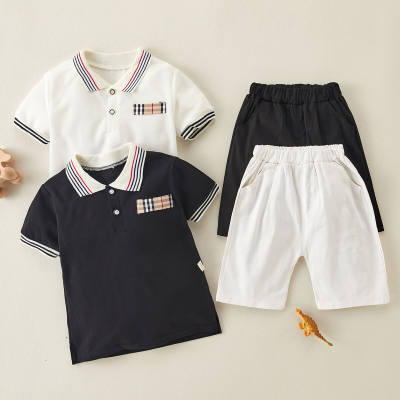 Toddler Boy Stripes Pattern Cotton Polo Shirt & Short