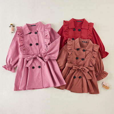 Toddler Girl Solid Color Ruffle Sleeves Coat