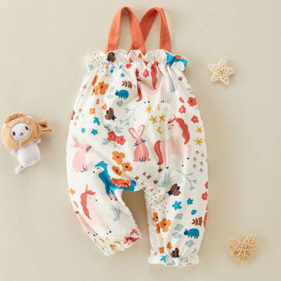 hibobi Baby Girl Cute Animal Print Suspender Jumpsuit
