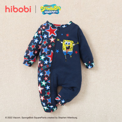 hibobi×Bob Esponja Bebê Menino Macacão Manga Comprida
