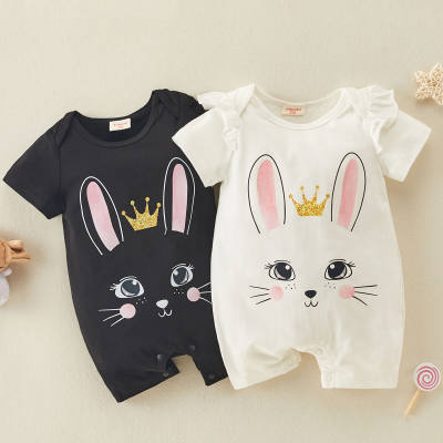 Baby Cute Rabbit Print Short Sleeve Cotton Bodysuit