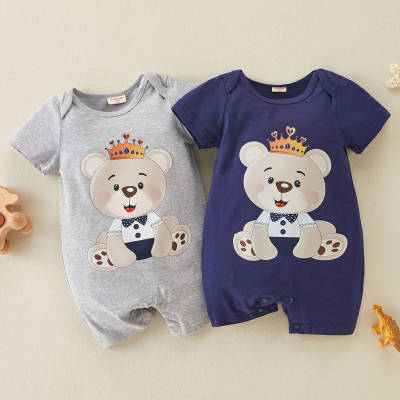 Baby Cute Bear Print Short Sleeve Cotton Bodysuit