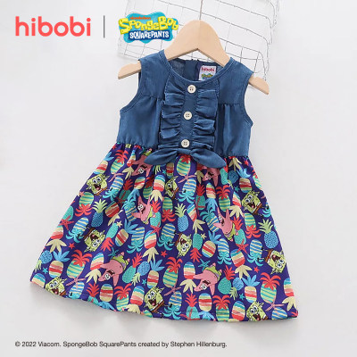 hibobi x SpongeBob Toddler Girl Sweet Cartoon Sleeveless Cute Dress