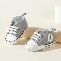 Baby Toddler 's Orange Dotted Canvas Shoes  Gray
