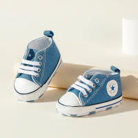 Baby Toddler 's Orange Dotted Canvas Shoes  Light Blue