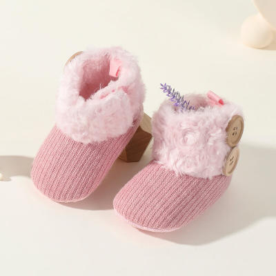 Zapatos de bebé de punto de color liso para bebé niña