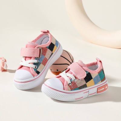 Zapatos de lona con velcro con bloques de color para niña pequeña