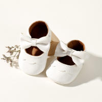 Baby Solid Color Baby Boeknot Decor Shoes  White