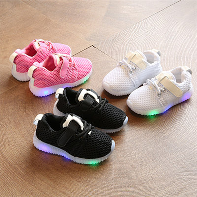 Toddler Girl With Flash Breathable Mesh Sport Shoes