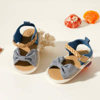 Bow Decor Canvas sandals for Baby Girl  Blue