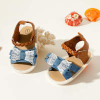 Bow Decor Canvas sandals for Baby Girl  White