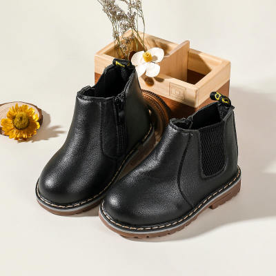 Causal Waterproof Ankle Zipper PU Leather Boots for Toddler Girl