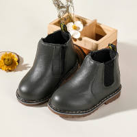 Toddler Girl Causal Waterproof Ankle Zipper PU Leather Boots  Gray