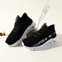Kid Boy Letter Webbing Casual Sport Shoes  Black/White