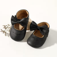 Baby Solid Color Baby Boeknot Decor Shoes  Black