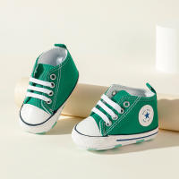 Baby Toddler 's Orange Dotted Canvas Shoes  Green