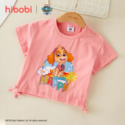 Hibobi x PAW Patrol Camiseta de verano de dibujos animados con estampado casual para niñas pequeñas