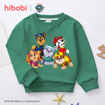 hibobi x PAW Patrol Toddler Boy Basic Poliéster Sudadera verde de dibujos animados Recomendar comprar una talla más