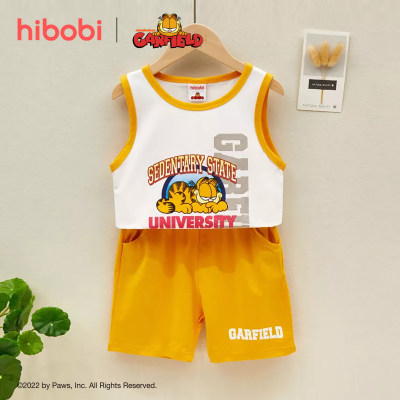 hibobi x Garfield Toddler Boy Cotton Cute Cartoon Cat Contrast Color Vest & Shorts
