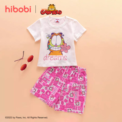 hibobi x Garfield Toddler Girl Sweet Cartoon T-shirt & Shorts Suit