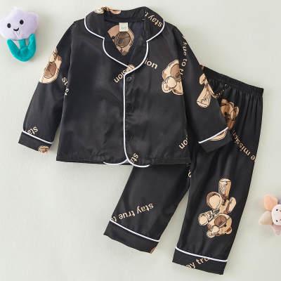 Top e pantaloni del pigiama a maniche lunghe con stampa orsetto da bambino