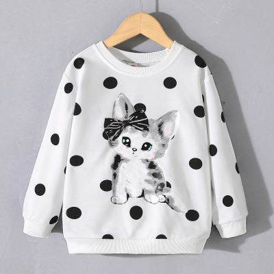 Toddler Girl Cat Pattern Polka Dot Sweatshirts