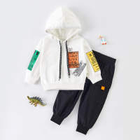2-piece Letter Hoodie and Pants Set(No Shoes)  White