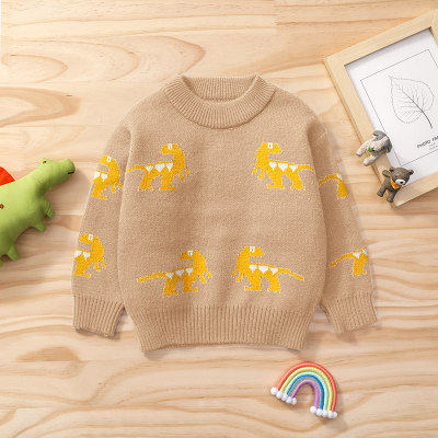 Suéter de manga larga con estampado de dinosaurio para niño pequeño