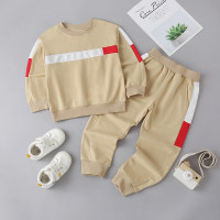 Toddler Boy Color-block Long Sleeves Sweater & Pants  Khaki