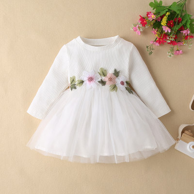 Vestido de malla con estampado floral para bebé niña