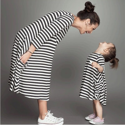 Mother Baby Clothes Stripes Dress