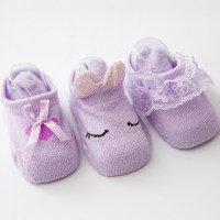 3-piece Baby Girl Socks  Purple