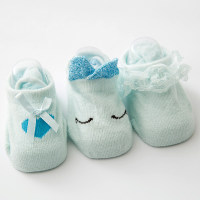 3-piece Baby Girl Socks  Light Blue