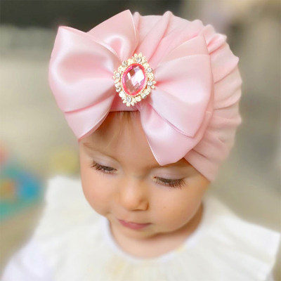 Sombrero de Bowknot con decoración de diamantes de imitación para niña