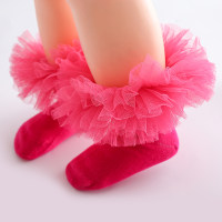 Ruffle Knee-High Stockings  Hot Pink